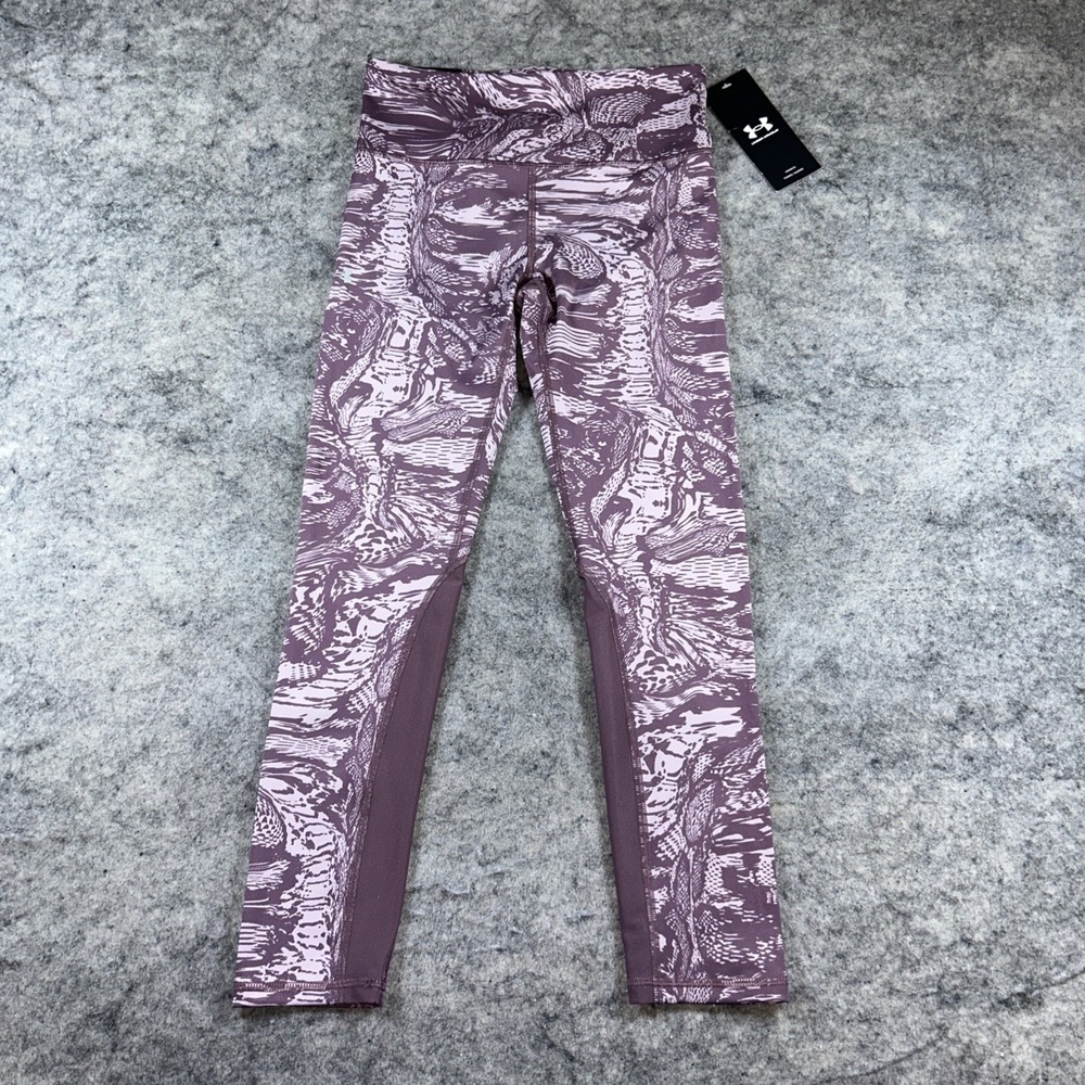 Under Armour Ankle Compression Leggings Women's Small Purple Breathelux Print‎
